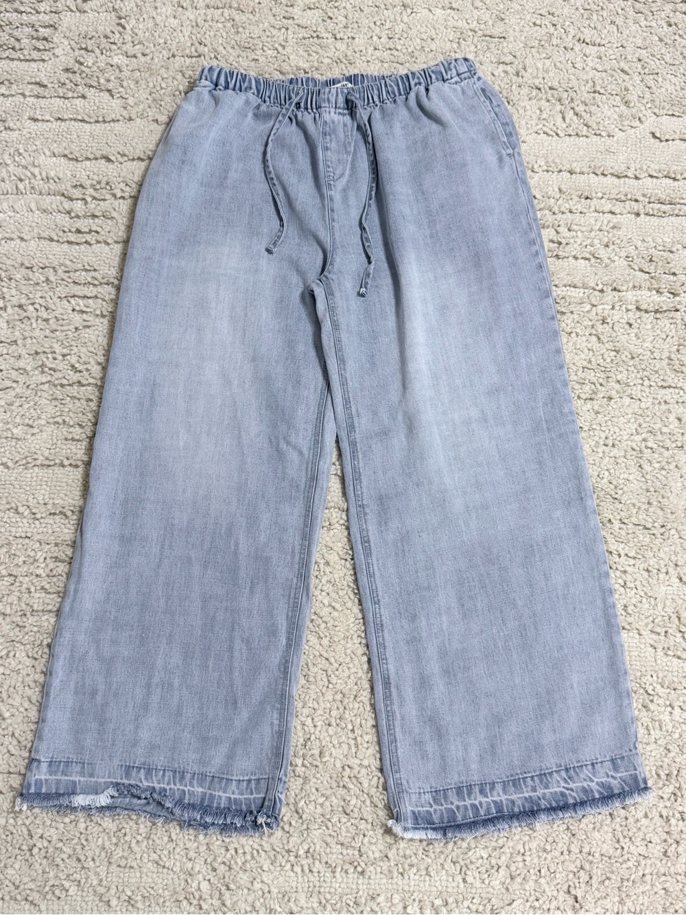 Velvet Heart Claudette Tencel Wide Leg Raw Hem Pull On Soft Denim Pants XL Short
